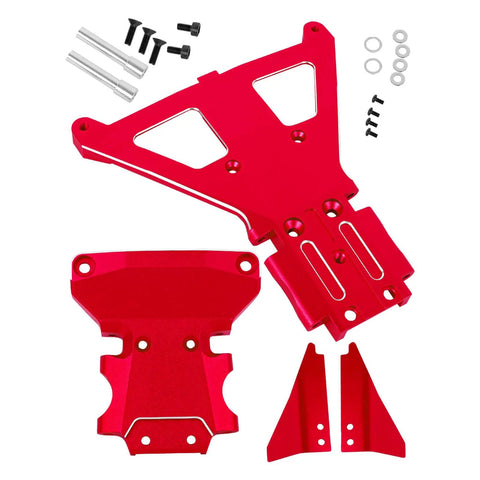 Aluminum Front And Rear Bulkhead Upgrade Kit For One Tenth Scale Slash 4X4 Ultimate Rally Brushless RC Car Red Alloy CNC Machined
