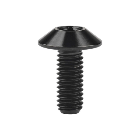 Top Shelf Premium Grade 5 Titanium M5x15mm Button Umbrella Torx Head Bolt Black, showing details of the head and thread.
