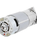 Super Cool Mini Dc Gear Motor With Metal Gears Runs Smooth At 30 Rpm For Awesome Industrial Automation Projects viewed from the side.