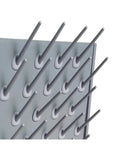 Heavy Duty Wall Lab Drying Draining Rack With 27 Pegs showing gray polypropylene pegs designed for hanging lab glassware.