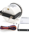 Back view of 0 To 30 Ohm Fuel Gauge 2 Inch Fuel Level Gauge For Auto Car Truck Boat Motorcycle Yacht 9 To 32V Waterproof IP67 with accessories