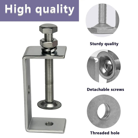 Heavy Duty C Clamps And Mini Tiger U Clamps Featuring Rust Resistant Galvanized Steel, Rock Solid I Beam Frame, Snug Jaw Grip For Woodworking Welding And Metal Shop Tasks 6 Pc 1 3/16 Inch Set showing a sturdy clamp with detachable screws and threaded hole.