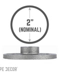 2 Inch Malleable Iron Floor Flanges Set Of 4 For Standard 2 Inch Threaded Pipes And Fittings, front view