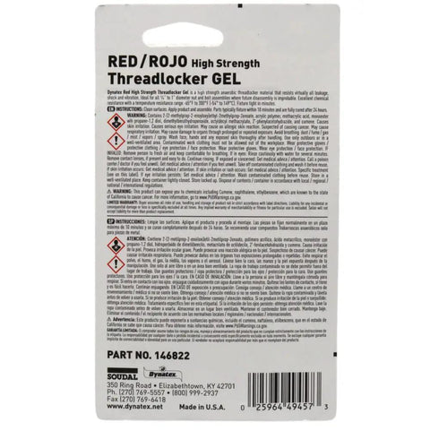 Back view of packaging for Red Heavy Duty High Strength Thread Locker 0.20 Oz Bottle For Permanent Lock On Large Fasteners, 12 Pack