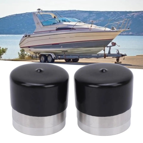 Dual Sided Trailer Wheel Bearing Protector Cap, Stainless Steel Hub Cover About 2 Inch Diameter, Beefed Up Grease Retention Shield for Boat Trailer Axle, Keeps Grease In, Water and Dirt Out, Heavy Duty Marine Use next to boat trailer