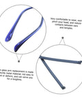 Two Pairs Replacement Glasses Arms Lightweight Eyeglass Temples Easy To Install, blue metal arms in close-up and side view