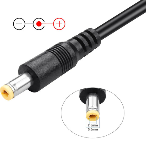12V Dc Cigarette Lighter Power Adapter Cable With 5 5Mm Male Connector Plug close-up view showcasing barrel jack and safety markings.
