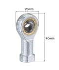 2 Pack Spherical Rod End Bearing With 6mm Bore And M6x1.0 Left Hand Female Thread Connector, 20mm x 40mm