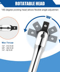 Workhorse Breaker Bar Kit With Rotatable 180 Degree Head showcasing pivoting head for flexible torque adjustment.