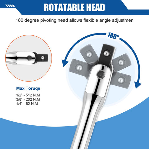 Workhorse Breaker Bar Kit With Rotatable 180 Degree Head showcasing pivoting head for flexible torque adjustment.