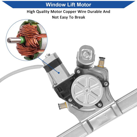 Ford F150 Front Left Window Regulator With Motor For 2004 2005 2006 2007 2008 Extended Cab 50 Inch Doors Replacement OE 741430 4L3Z1823201BA 6L3Z1823201BA Fits Front Driver Side Assembly Ready To Install Plug And Play, copper wire motor