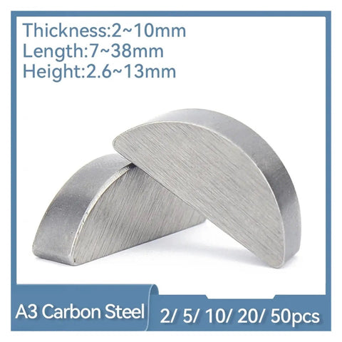 Carbon Steel Half Round Key Fits Tight Handles Heavy Torque Pressure Rust Proof Precision Stops Gear Slippage Stable Power Transmission Secure Shaft Connections Kill Play Rock Solid Reliability Never Fails Without Getting Flaky Or Breaking Down. A3 carbon steel half round key, 2-10mm thick