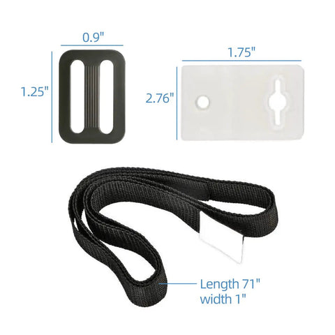 No Sweat Universal Pool Solar Cover Reel Attachment Kit Slick Heavy Duty Strap Hardware For In Ground Pools with black strap and hardware parts.