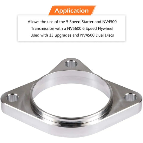 Starter Spacer Kit With Bolts For Ram 2500 3500 5 Speed 1994-2002 Cummins 5 9L Diesel NV4500 NV5600 Direct Fit Upgrade For Non HO Engines Easy Install Durable Hardware And Long Lasting Spacer Kit showing machined spacer detail