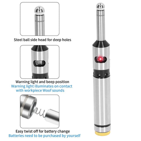 Photoelectric Edge Finder For Milling Machines, Stainless Steel Non Magnetic Centering Rod Detector, Pro Grade, lit warning light