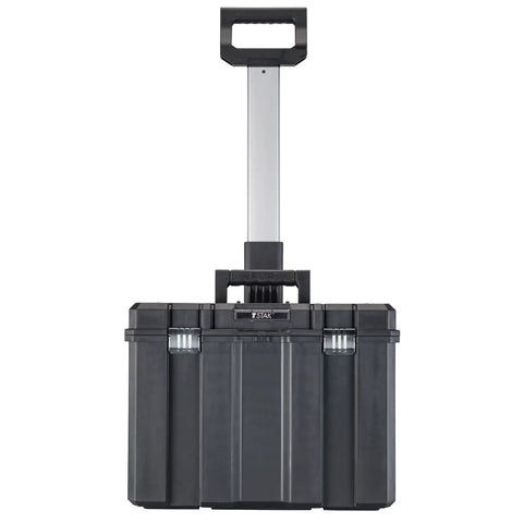 Front view of Rolling Tool Box With Wheels And Telescopic Handle Large Deep Stackable TSTAK Carrier For Home Shop Or Jobsite