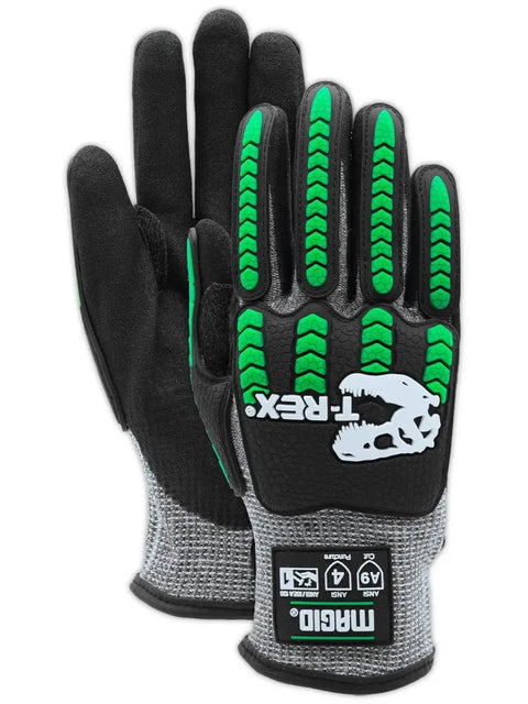 T Rex Flex Series ANSI A9 Knit Impact Glove With NitriX Palm For That Solid Dope Grip In Oily Jobs 13 Gauge Hyperon Shell