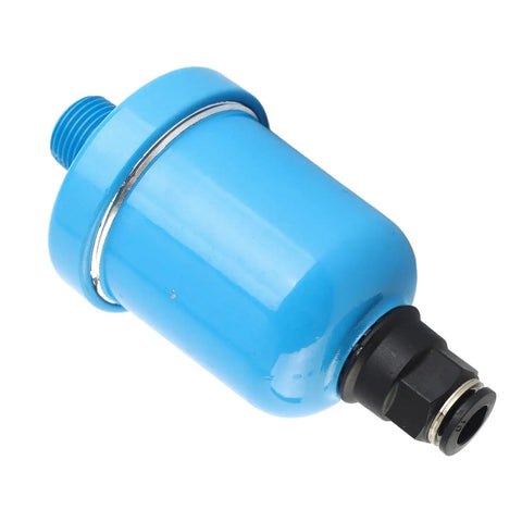 G1/2 Aluminum Auto Drainer Valve for Pneumatic Systems and Piping Components in blue with deep threads, side view