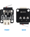 Front and back view of Five Pack Micro Mechanical Switches for 3D Printers End Stop Limit Switch 3 Pin NO NC Easy Install