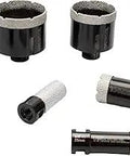 7 Piece Diamond Hole Saw Kit With 25, 35, 45, 51, 65, 76mm Core Bits and 25mm Finger Bits for Granite and Hard Plastic