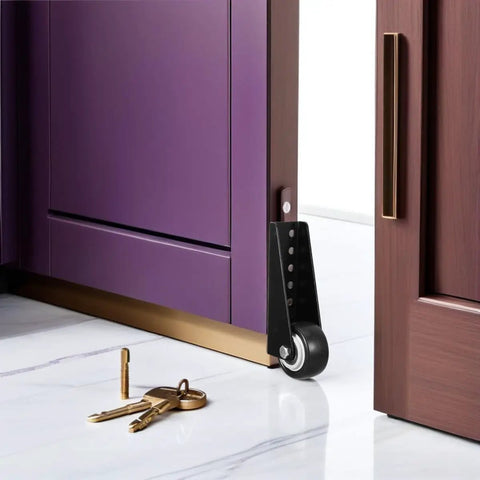 Bulletproof Anti Sag Gate Wheel For Wooden Barn Doors And Outdoor Fences. Heavy-duty steel wheel shown mounted on a barn door.