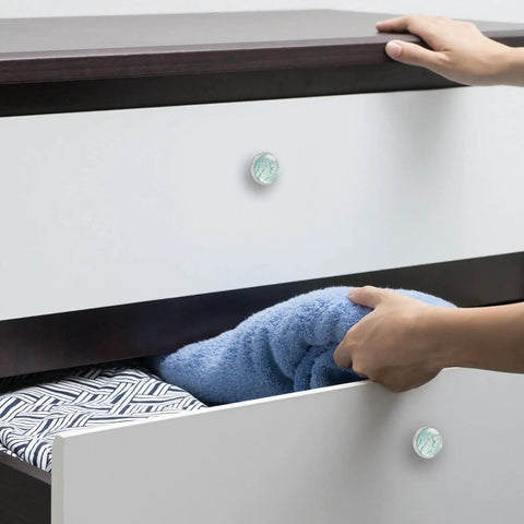 Slick Teal Agate Crystal Glass Cabinet Pulls 4 Pack For Dressers Kitchen Cabinets And Vanities Solid Mushroom Design on drawer