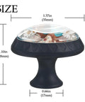 4 Pack Retro Cowboy Boots And Hat Cabinet Knobs Set with crystal glass, 1.37 in round, shown with dimensions and floral details.