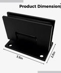 Dope Matte Black Shower Door Hinges Set, 2 Pack, 90 Degree Wall To Glass Replacement Hardware dimensions shown in inches