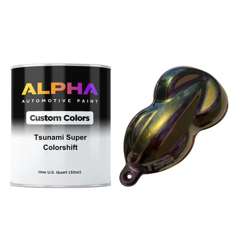 Killer Colorshift Pearl Auto Paint Basecoat Midcoat 128 Oz Gallon alongside a color sample showing unique color shifting effect.
