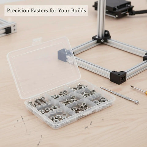 Ultimate Screw And Nut Kit For 3D Printer Projects And DIY Repairs With Iron Hardware Case, assorted screws and nuts in organizer case