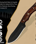Rugged Fixed Blade Hunting Knife With Powder Coated Stainless Steel Blade And Wooden Grip Full Tang Build For Camping Survival