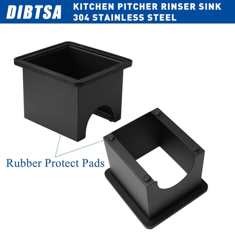 Pitcher Rinser With Base for Countertop, Matte Black Stainless Steel Glass Rinser Cup Washer With Side Spray, No Fuss One Hand Operation, Quick Milk Residue Removal, Durable Kitchen Sink Accessory