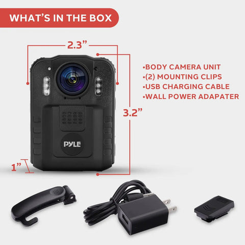 Police Security Video Compact Camera Wearable HD 2304x1296p Rechargeable Wireless Waterproof Mini Surveillance Cam, accessories included