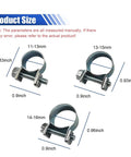 30 Piece Fuel Line Hose Clamp Set With 1/4 In 5/16 In And 3/8 In Stainless Steel Adjustable Clamps For Automotive Diesel And Petrol Pipes DIY Friendly Pro Grade Heavy Duty Construction For Long Lasting Performance showing size dimensions
