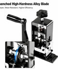 Close-up of Heavy Duty Wire Stripper Machine For Quick Cable Prepping With Dual Drive Crank Or Drill Mount, featuring alloy blade.