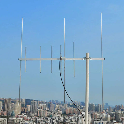 Beast Dual Band VHF UHF Yagi Antenna for Ham Radio 144 MHz and 430 MHz, aluminum outdoor installation on rooftop