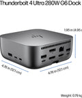 Rock Solid Thunderbolt 4 Universal Docking Station With 280W Power Delivery Plug And Play Usb-C Port Replicator Bundle rear view with ports