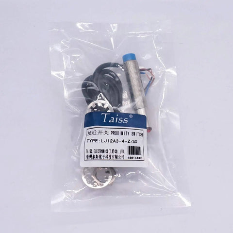 Inductive Proximity Sensor 4mm Sensing Distance, Two Pack, NPN NC Output, DC 6 to 36V, Metal Cylinder Housing in packaging