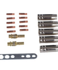 Copper Welding Torch Consumables Set With Protection Nozzle, Contact Tip, and Connecting Kit for MIG Welders displayed in 3 pieces