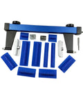 Pro Grade Paintless Dent Repair Puller Kit With 15 Accessories for Cars and Metal Panels, including tools and blue attachments.