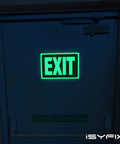 Exit Glow In The Dark Sign Stickers Red 2 Pack 10x7 Inch Photoluminescent Vinyl Laminated for UV Weather Resistance on door