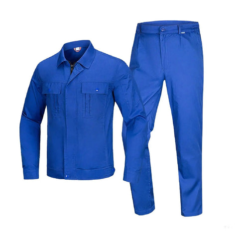 Rugged As Nails Jobsite Ready Royal Blue Work Uniforms 9 Pack Long Sleeve Shirts And Pants For Construction Crews Factory Teams Heavy Duty Breathable Fabric Fit, blue shirt and pants set