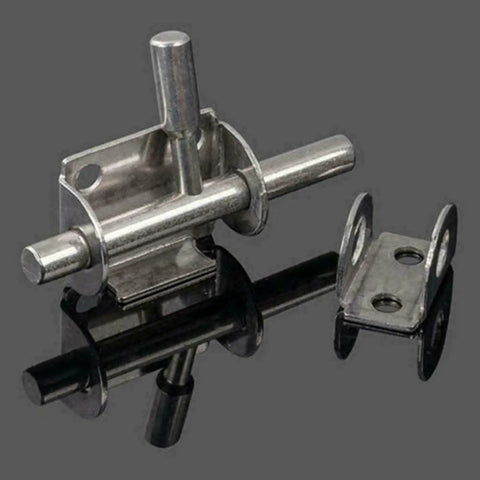 Solid Stainless Steel Spring Bolt Door Lock Sliding Latch for Bathroom Gate with detachable parts and robust design.