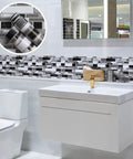 Peel And Stick Backsplash Wallpaper For Kitchen 17.7 Inch By 393.7 Inch Tile Contact Paper Waterproof Oil Resistant Durable Vinyl Roll in bathroom