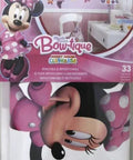 Disney Minnie Bow-Tique Peel And Stick Wall Decals For Kids Room packaging showing decals and Minnie design.