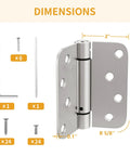 Dimensions of adjustable tension door hinges with screws