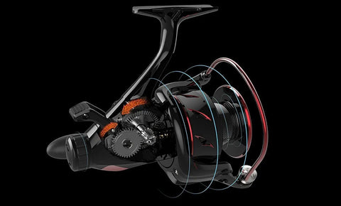 Beast Mode Baitfeeder III Spinning Fishing Reel Size 6000 With Front And Rear Drag Saltwater And Freshwater Ready