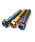 Grade Five Titanium Bolts Flange Head Screws For Mountain Bikes Hella Tough Cycling Hardware multi-color set of 6mm and 8mm bolts.