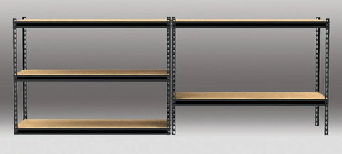 Heavy Duty Five Tier Black Steel Storage Rack Featuring Hella Sturdy Boltless Shelves And Rock Solid Adjustable Frames For A Truly Smooth DIY Setup That Delivers Major Bang For The Buck While Organizing Your Space Like A Boss