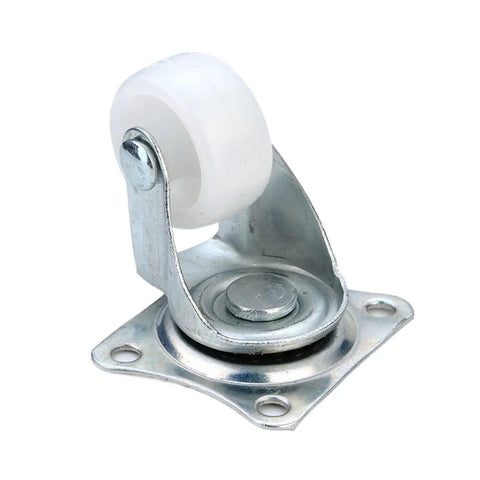 Caster Wheels, Furniture Casters 20Pcs Universal Swivel Wheel Double Roller in close-up view with metal base and white wheel.